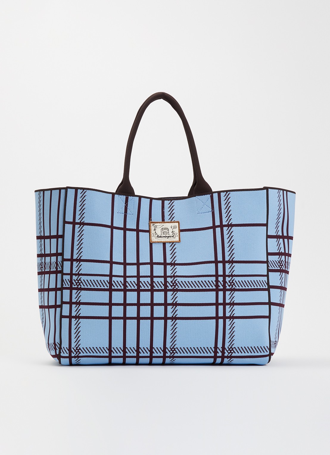 Becksöndergaard Grid Josie shopper met ruitdessin en logo - voorkant 5 lichtblauw
