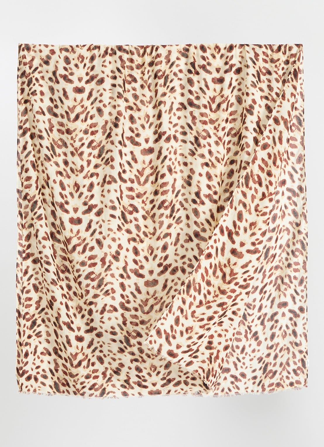 Becksöndergaard Leola Long Cotta sjaal met print 200 x 100 cm - detail 2 lichtbruin
