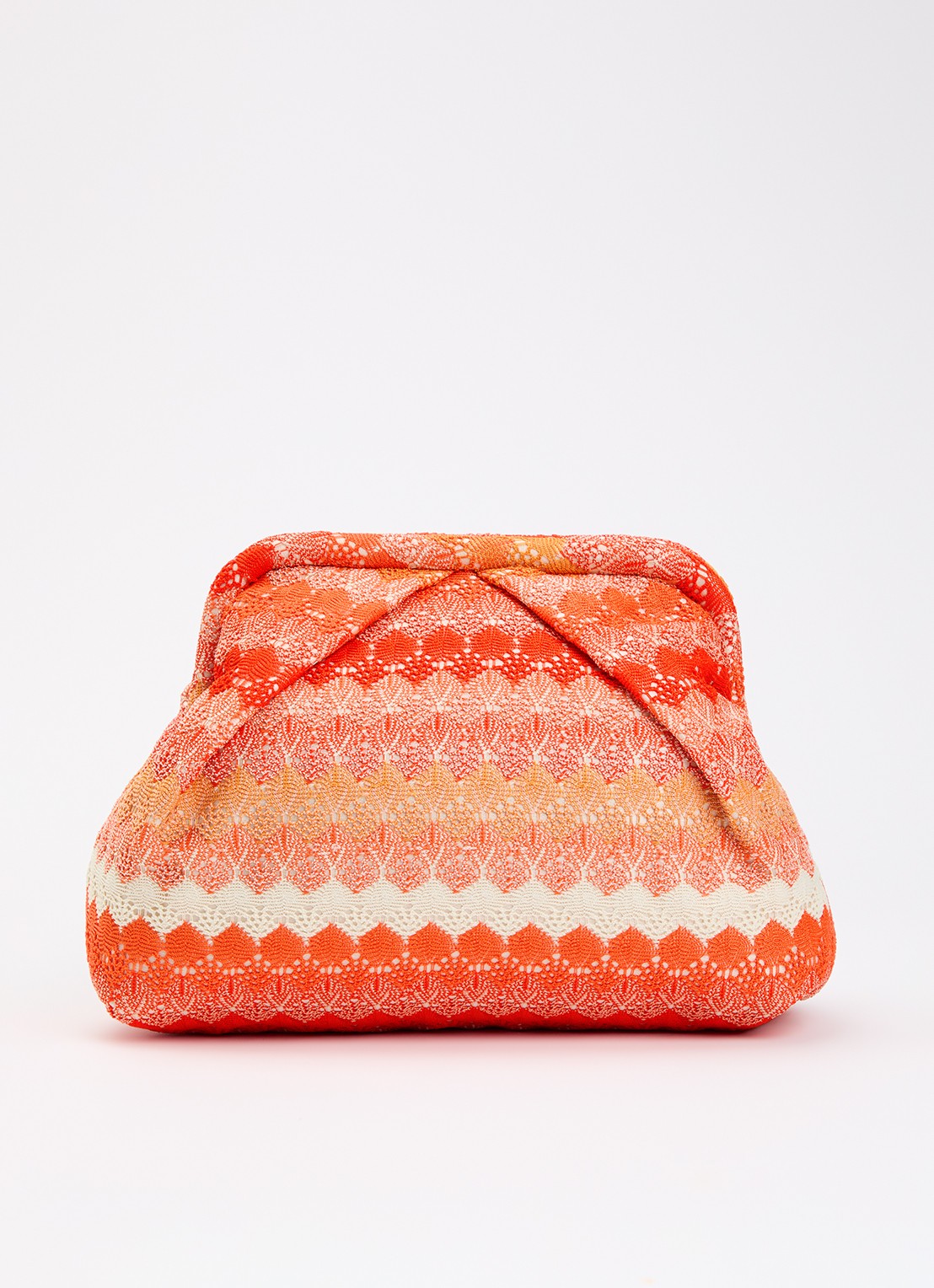 Becksöndergaard Pala Bonita clutch met streepprint - voorkant 4 oranjerood
