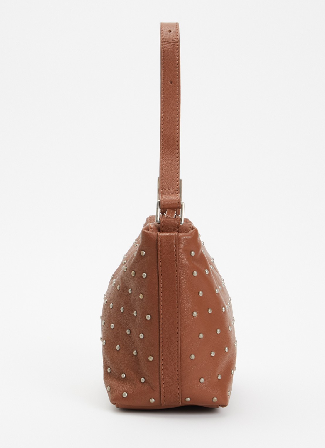 Becksöndergaard Schoudertas van leer met studs en afneembare schouderriem - detail 3 cognac