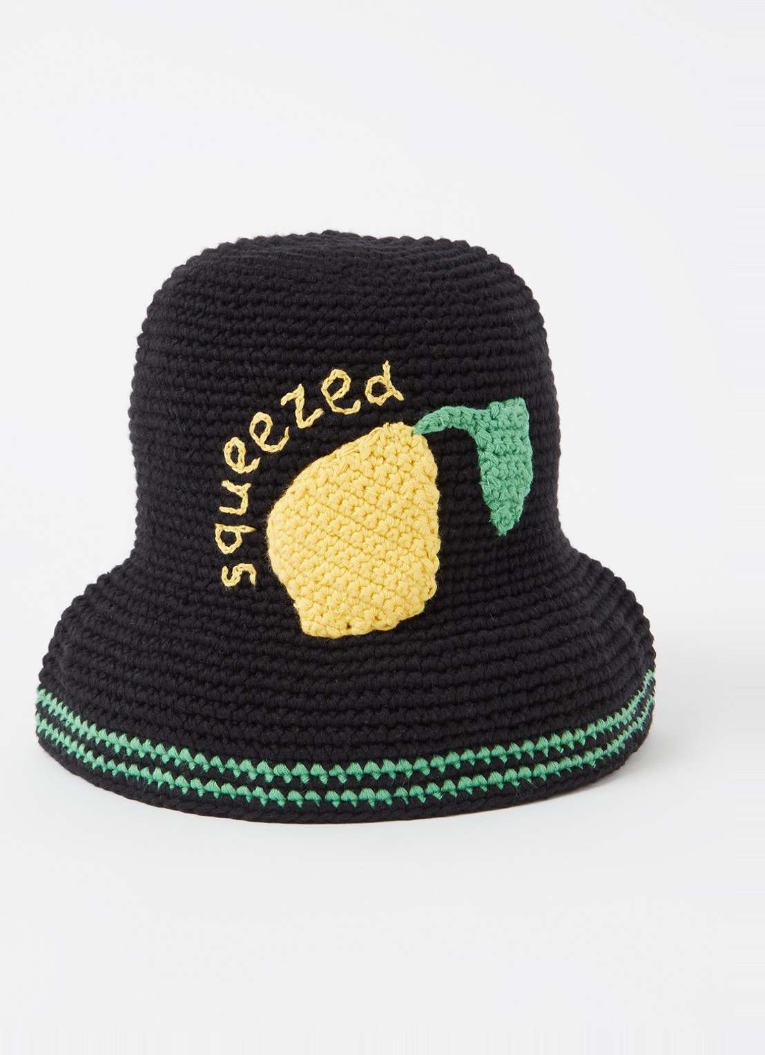 Becksöndergaard Squeezed bucket hoed van crochet - voorkant zwart