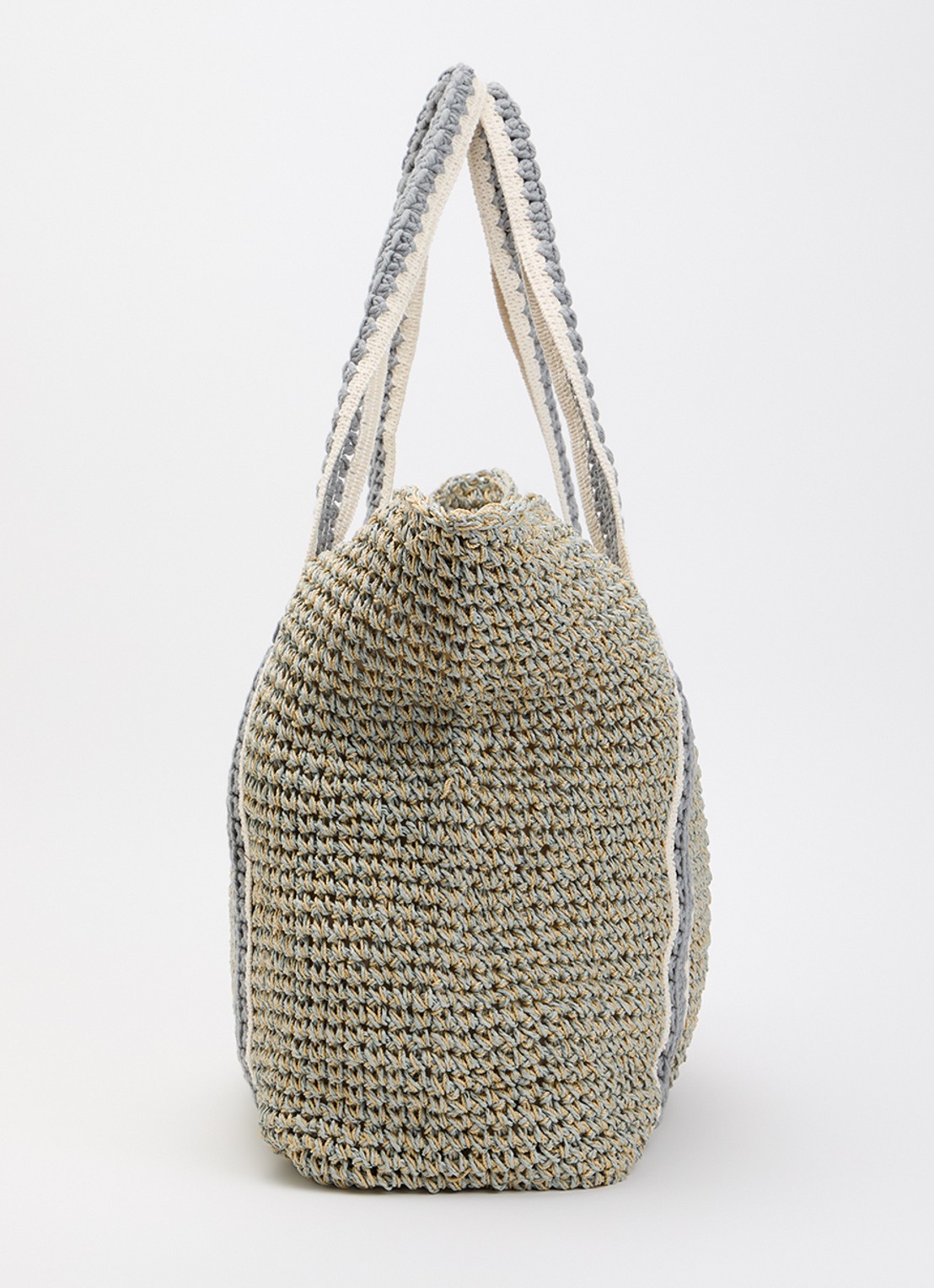 Becksöndergaard Strawchet Pheobe strandtas van raffia - detail 4 blauwgrijs