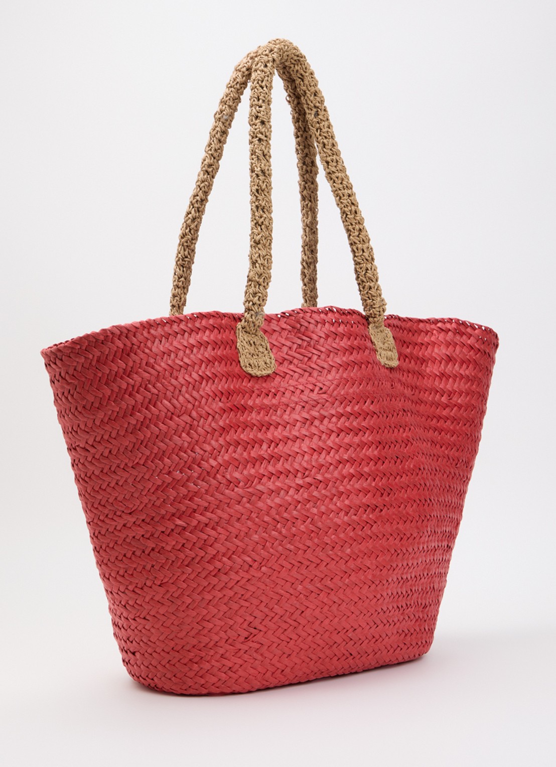 Becksöndergaard Strawie Reese strandtas van raffia - achterkant 5 koraalrood