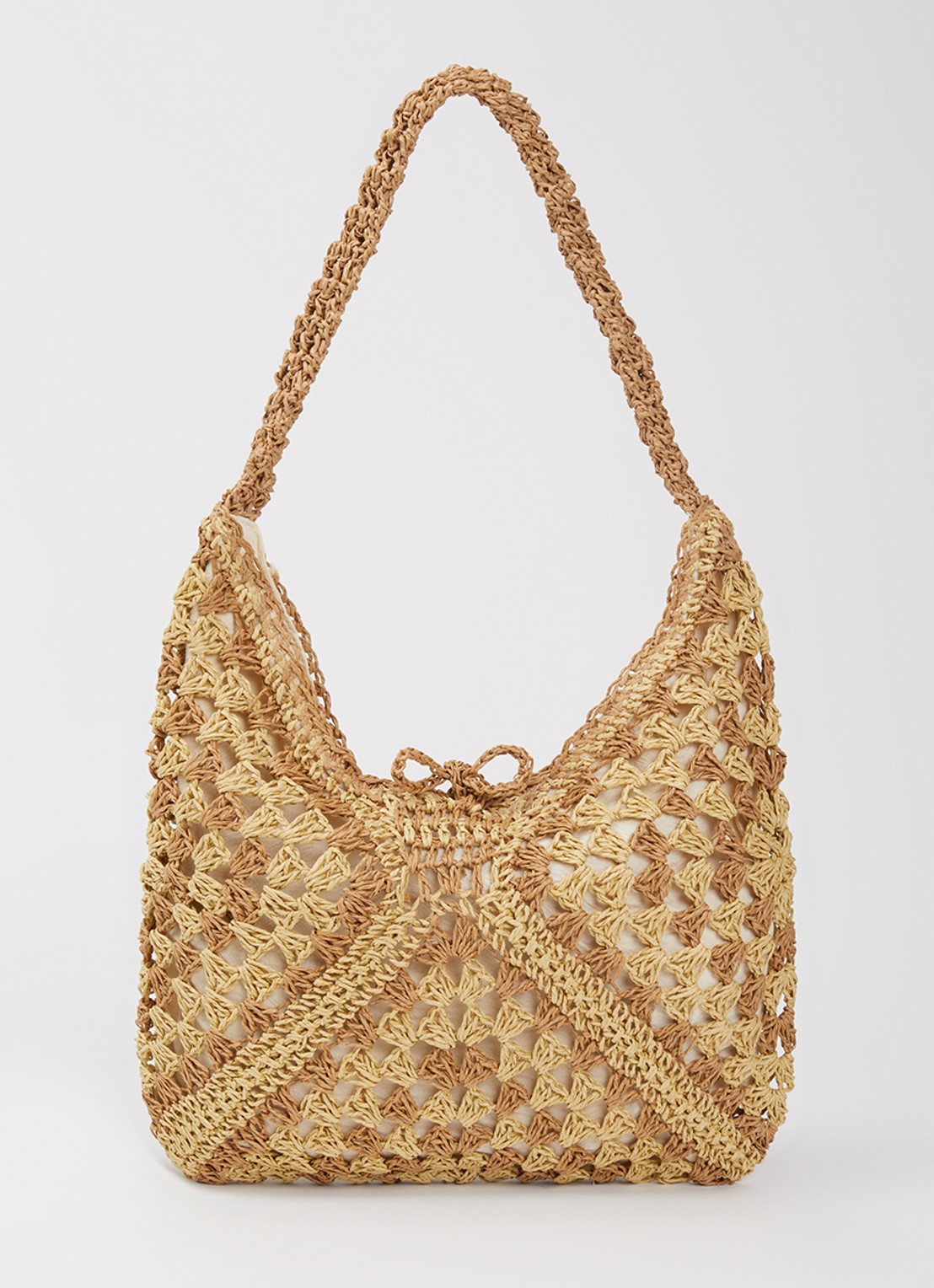 Becksöndergaard Wafted Emily strandtas van raffia - voorkant beige