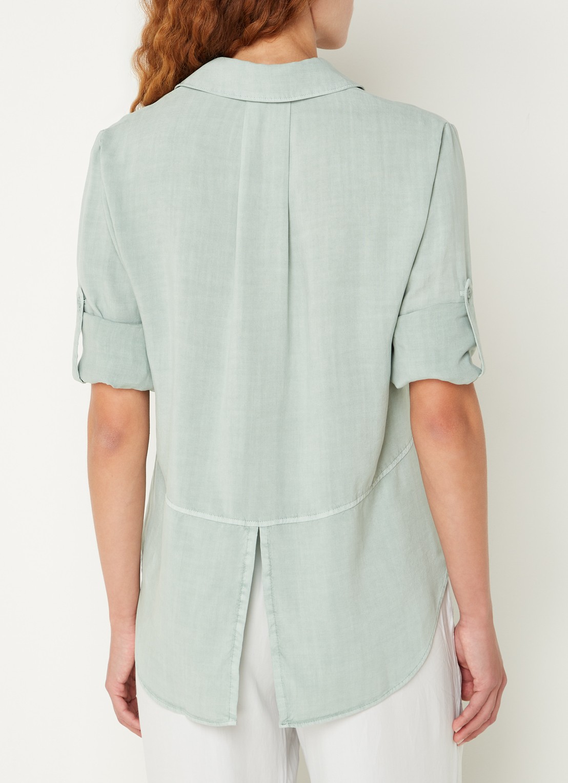 Bella Dahl Blouse  met borstzakken - achterkant 4 lindegroen