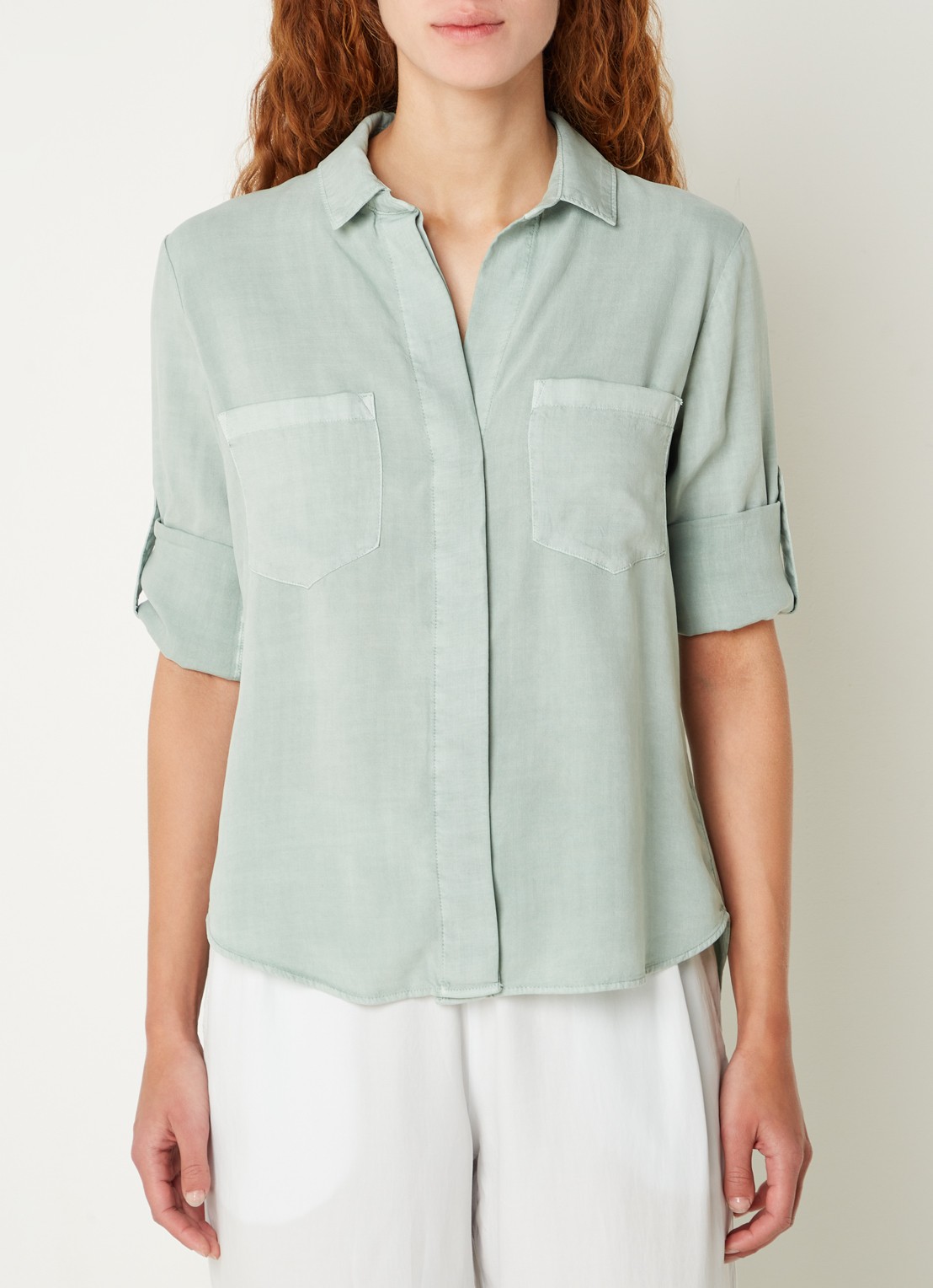 Bella Dahl Blouse  met borstzakken - detail 3 lindegroen