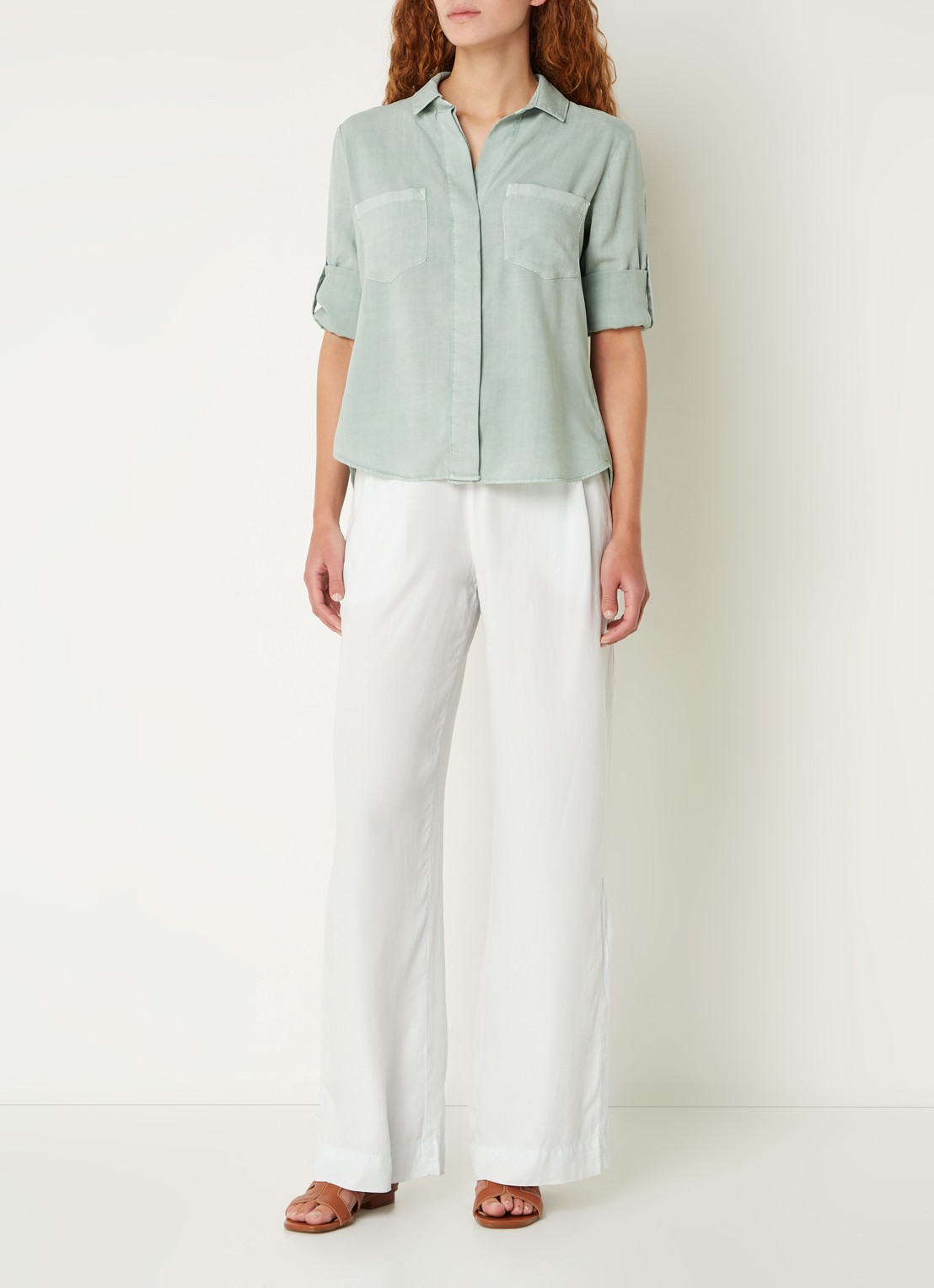 Bella Dahl Blouse  met borstzakken - voorkant 2 lindegroen