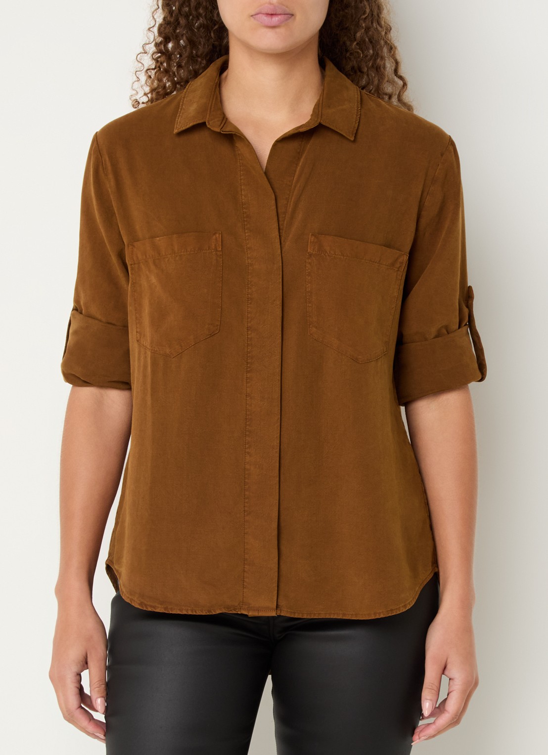 Bella Dahl Blouse  met borstzakken - detail bruin