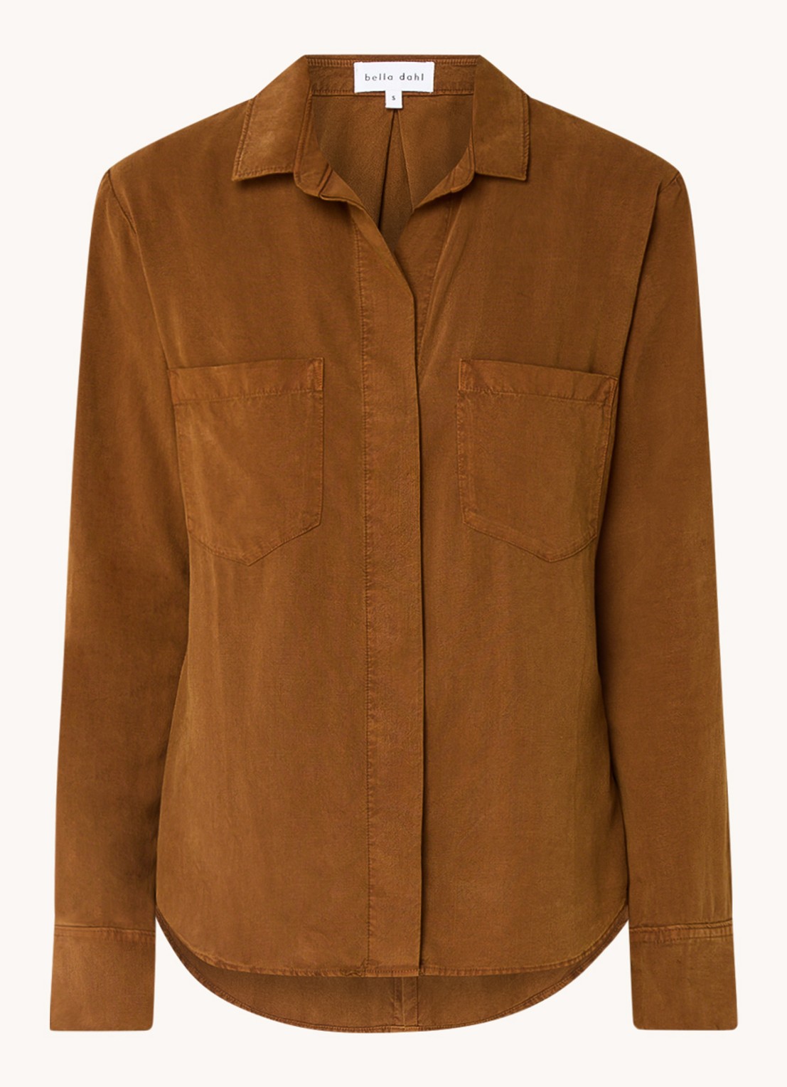 Bella Dahl Blouse  met borstzakken - voorkant 3 bruin