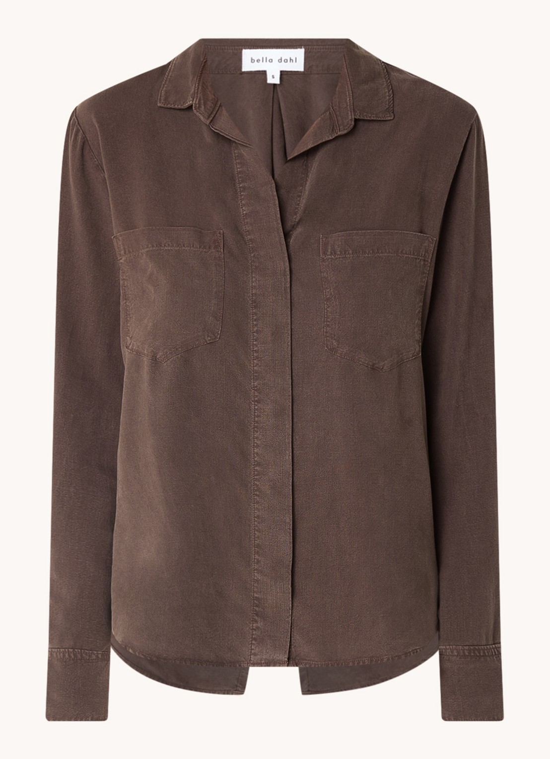 Bella Dahl Blouse  met borstzakken - voorkant donkerbruin