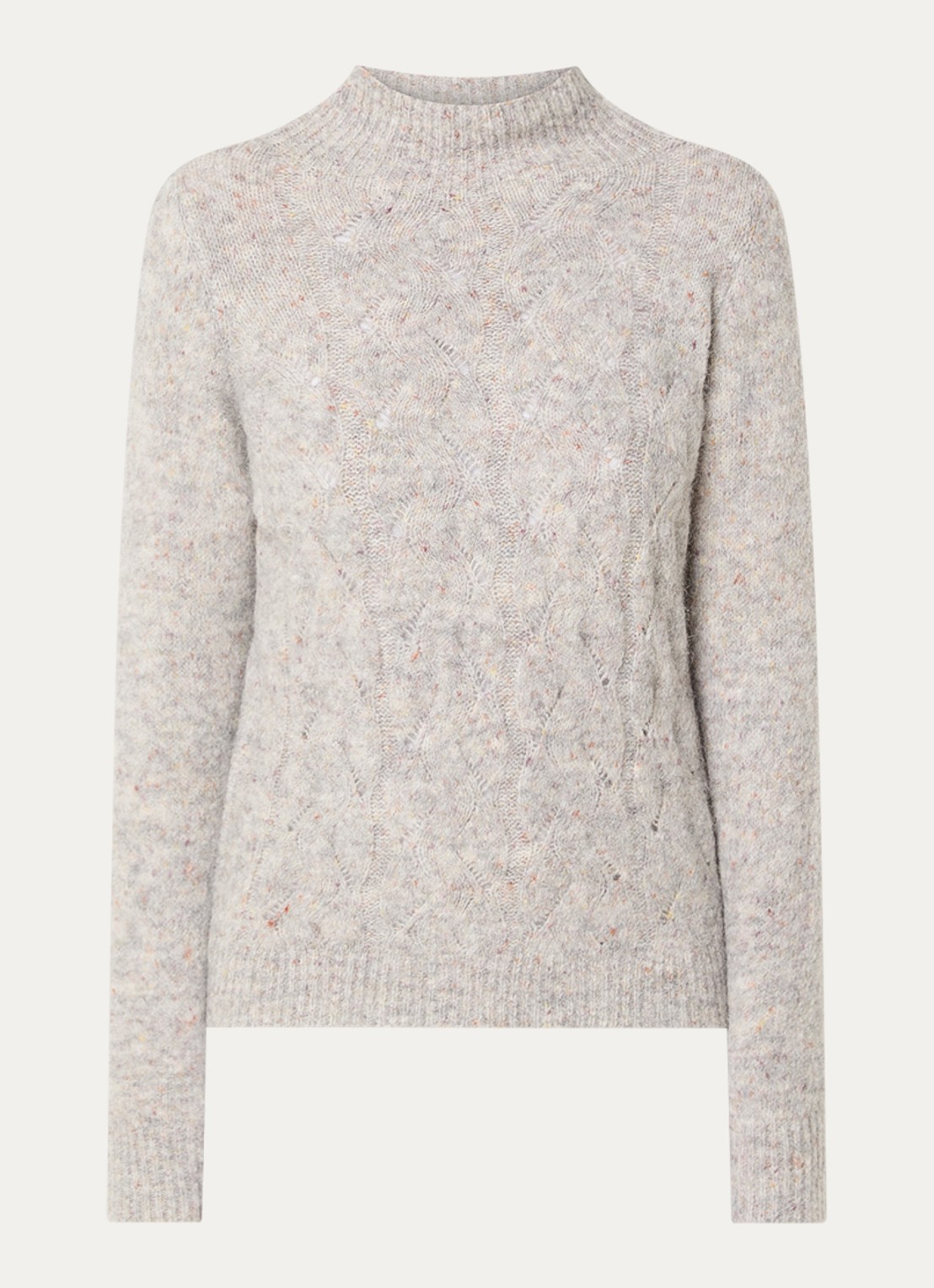 Bellamy Thebe kabelgebreide trui in alpaca wolblend - voorkant 3 lichtgrijs