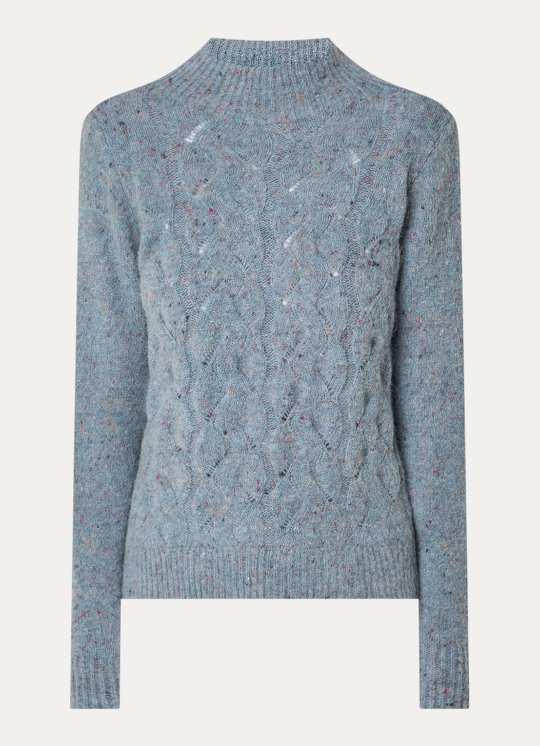 Bellamy Thebe kabelgebreide trui in alpaca wolblend - voorkant 2 blauwgrijs