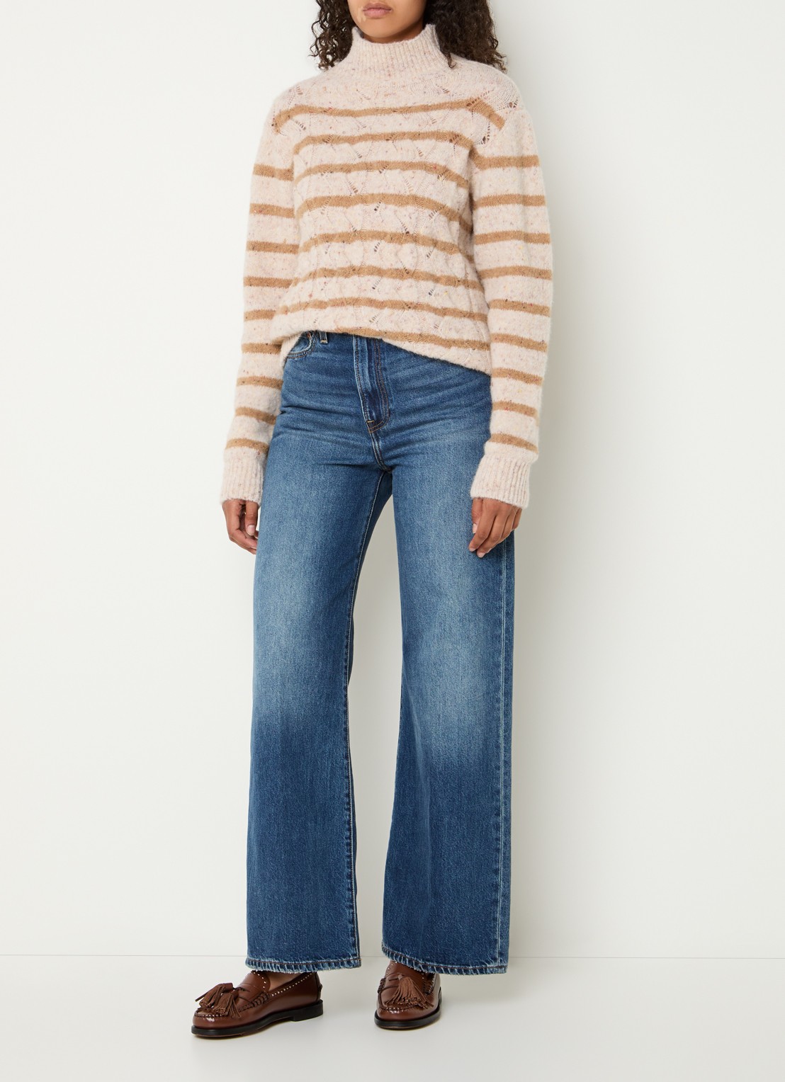 Bellamy Thebe kabelgebreide trui in alpaca wolblend - voorkant 3 creme
