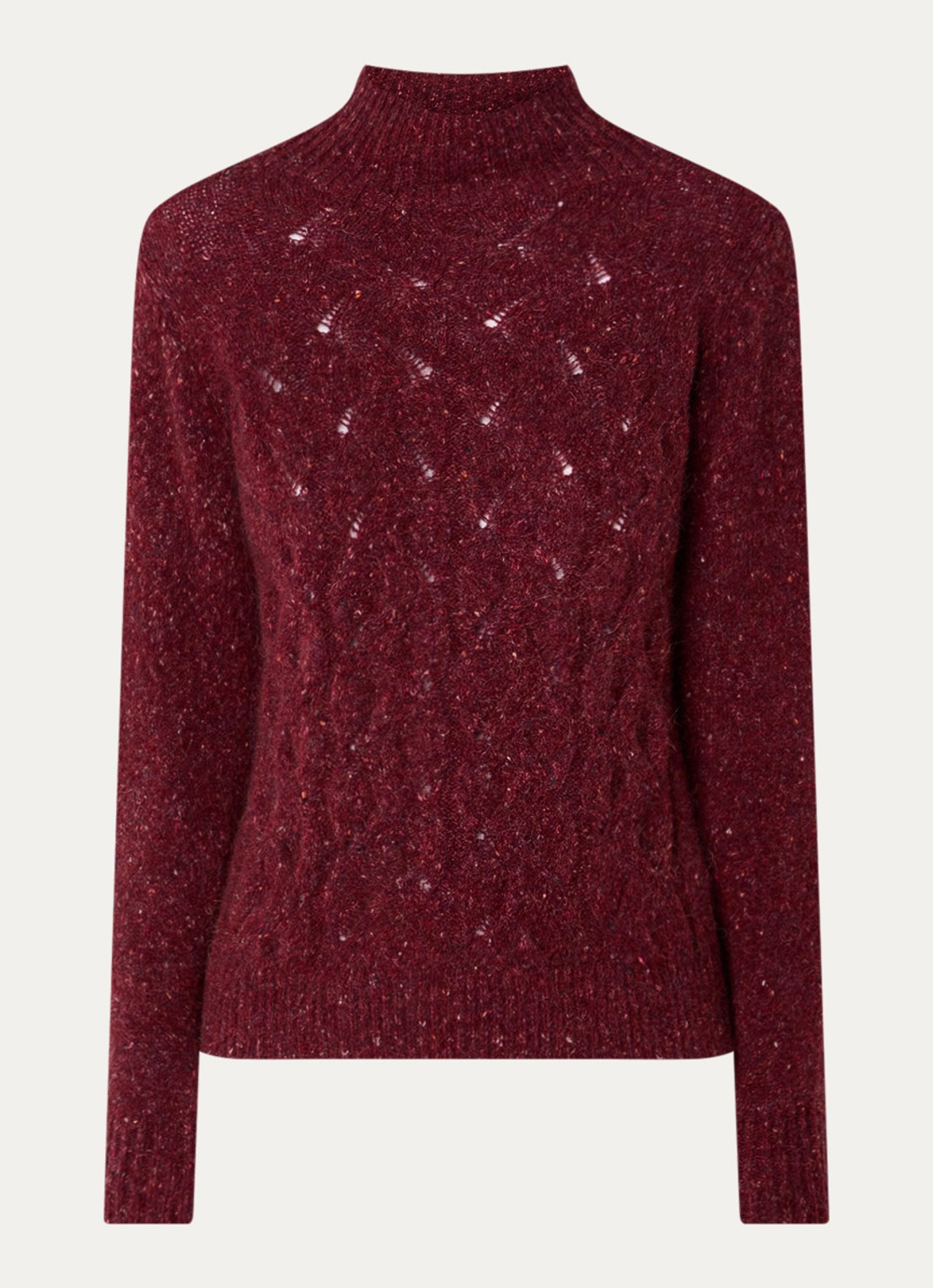 Bellamy Thebe kabelgebreide trui in alpaca wolblend - voorkant 2 bordeauxrood