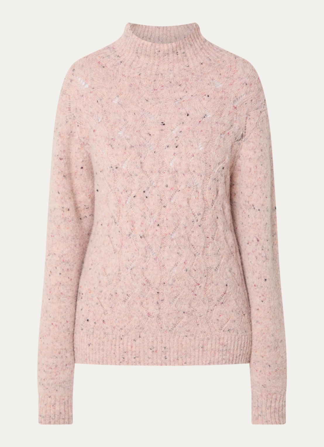 Bellamy Thebe kabelgebreide trui in alpaca wolblend - voorkant oudroze