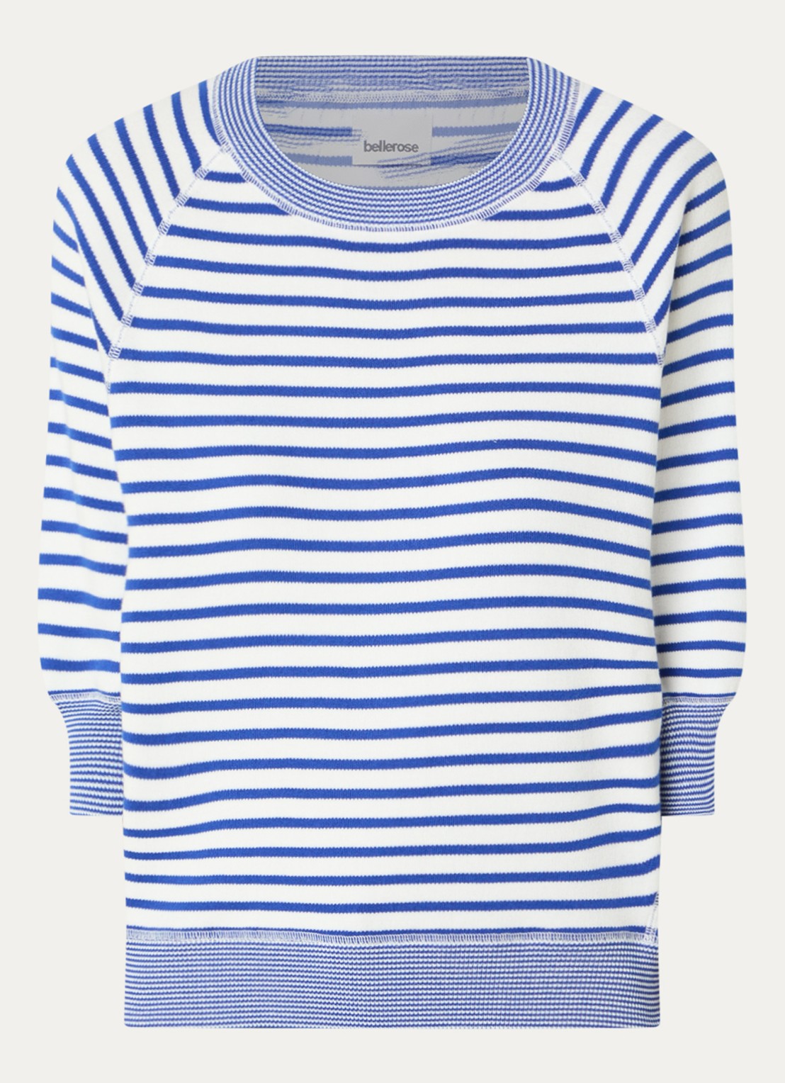 Bellerose Anglet fijngebreide pullover met streepprint - voorkant 2 kobaltblauw