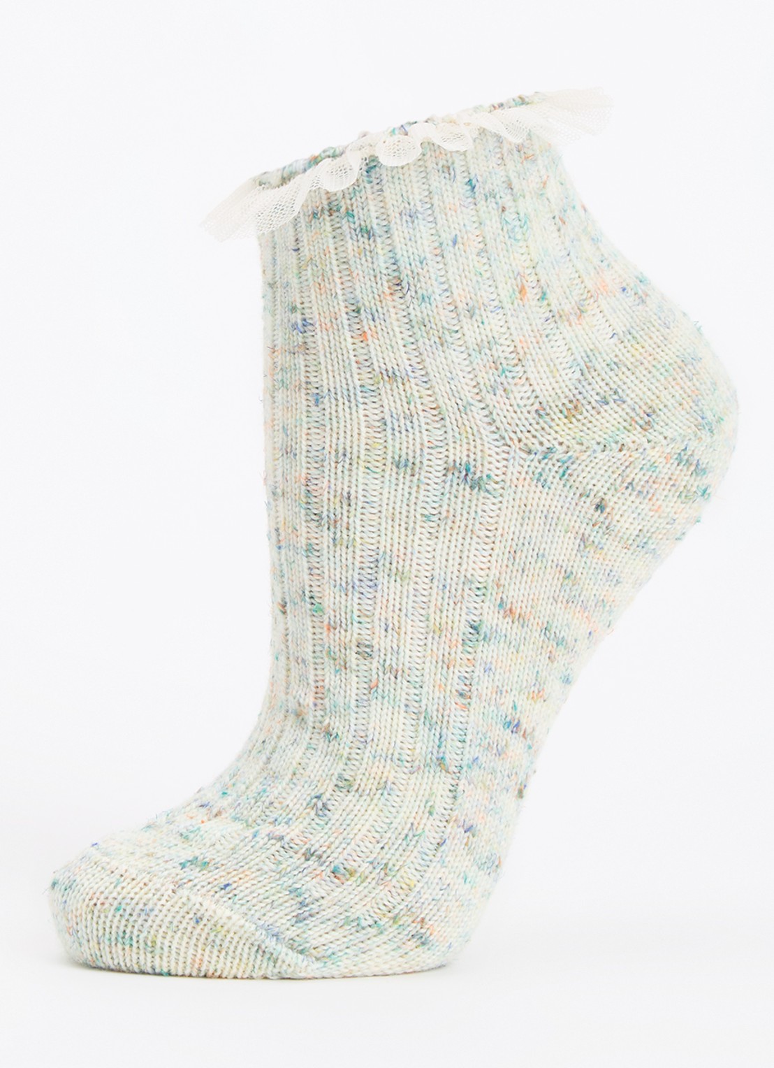 Bellerose Baso sokken in linnenblend - detail 3 lichtgroen