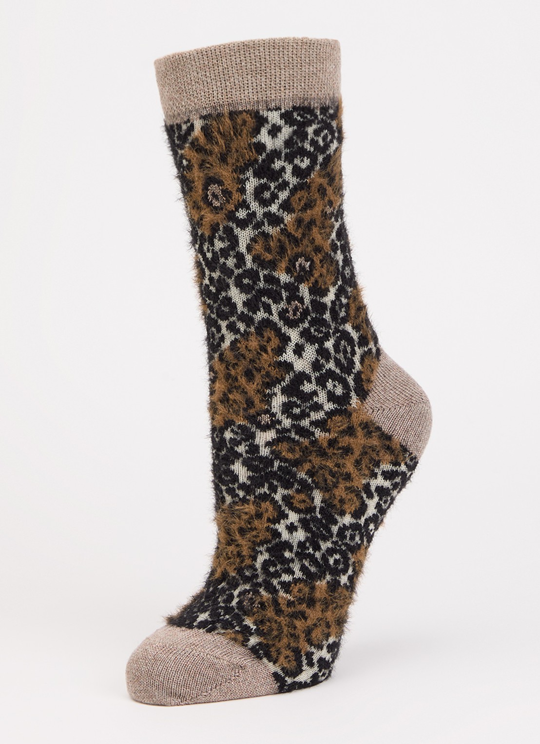 Bellerose Bolou sokken in wolblend met glitter en panterprint  - detail 3 bruin