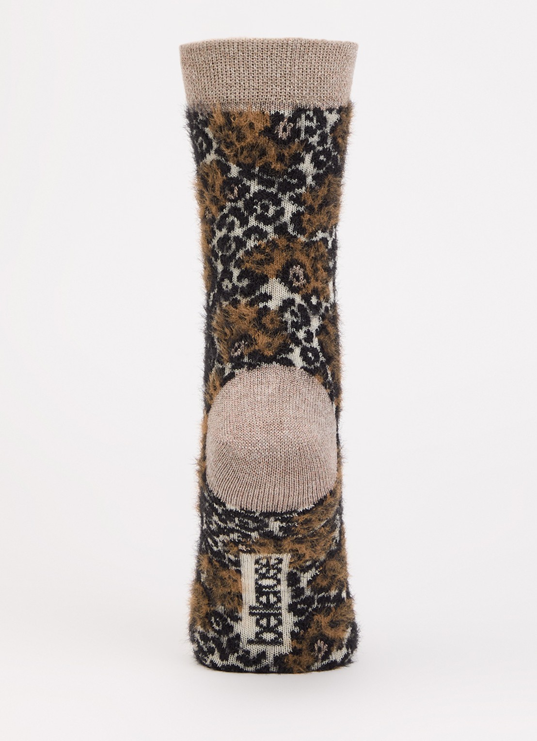 Bellerose Bolou sokken in wolblend met glitter en panterprint  - voorkant 2 bruin
