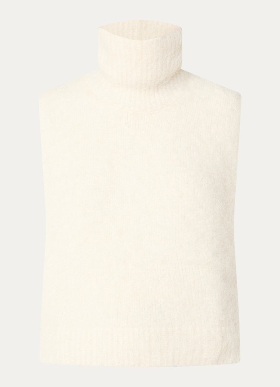 Bellerose Daren grofgebreide spencer in wolblend met col - voorkant 2 gebroken wit