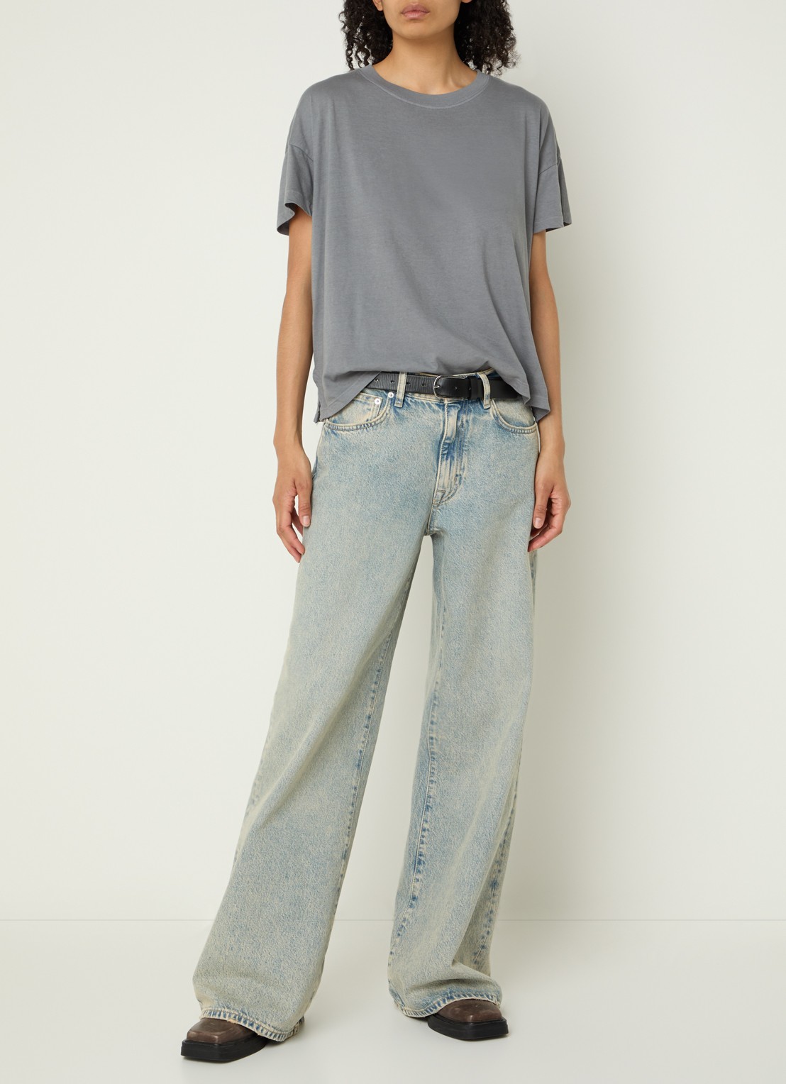 Bellerose Felia oversized T-shirt met ronde hals - voorkant 2 grijs