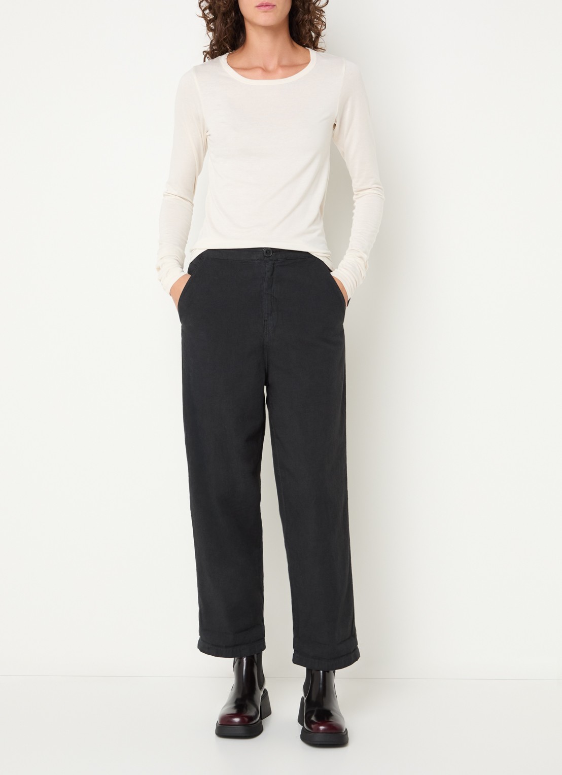Bellerose Fina long sleeve met ronde hals - voorkant 4 gebroken wit