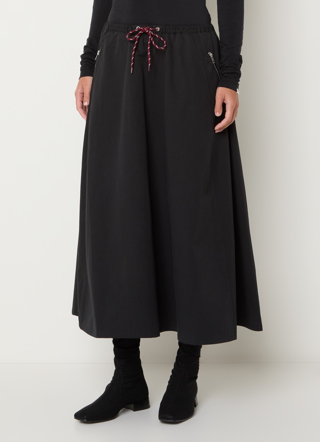 Bellerose Harlin midi A-lijn rok met ritszakken - detail 4 zwart