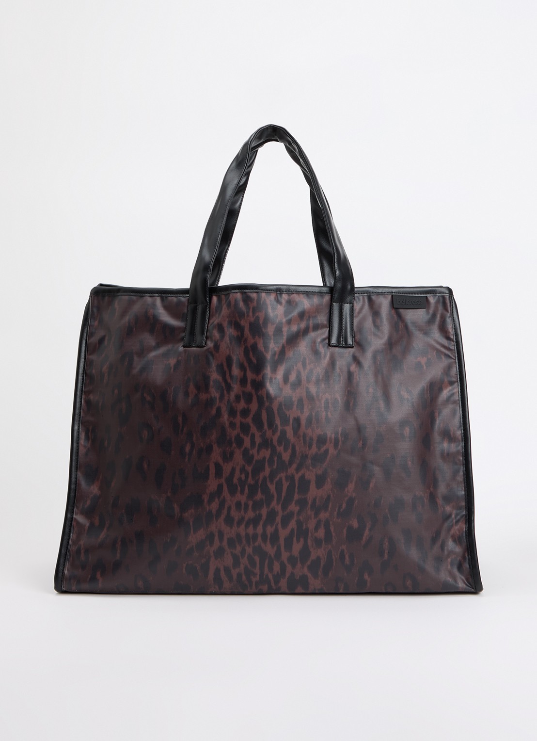 Bellerose Hecky shopper met panterprint - voorkant donkerbruin
