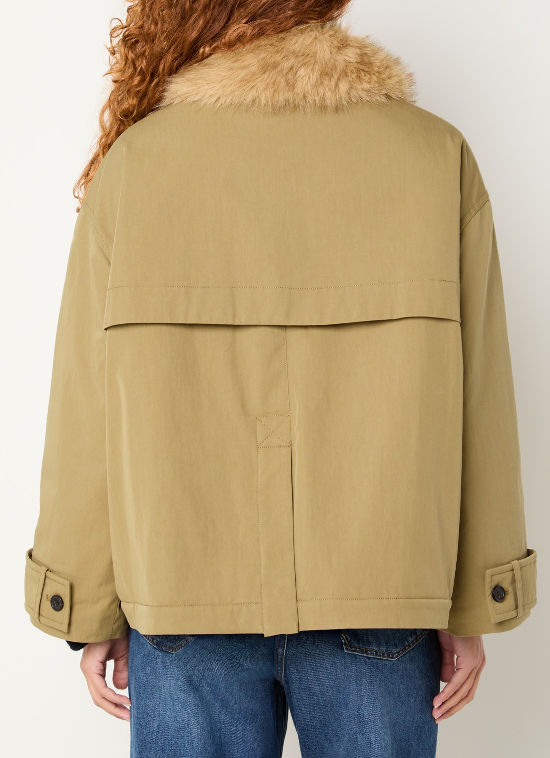 Bellerose Hilma parka met details van imitatiebont - achterkant 2 mosgroen