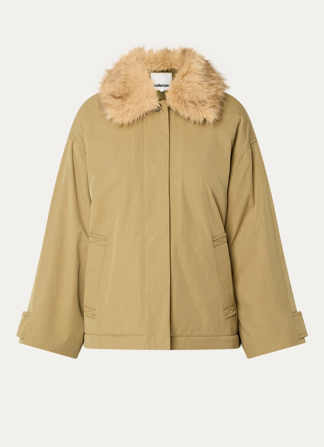 Bellerose Hilma parka met details van imitatiebont - voorkant 3 mosgroen