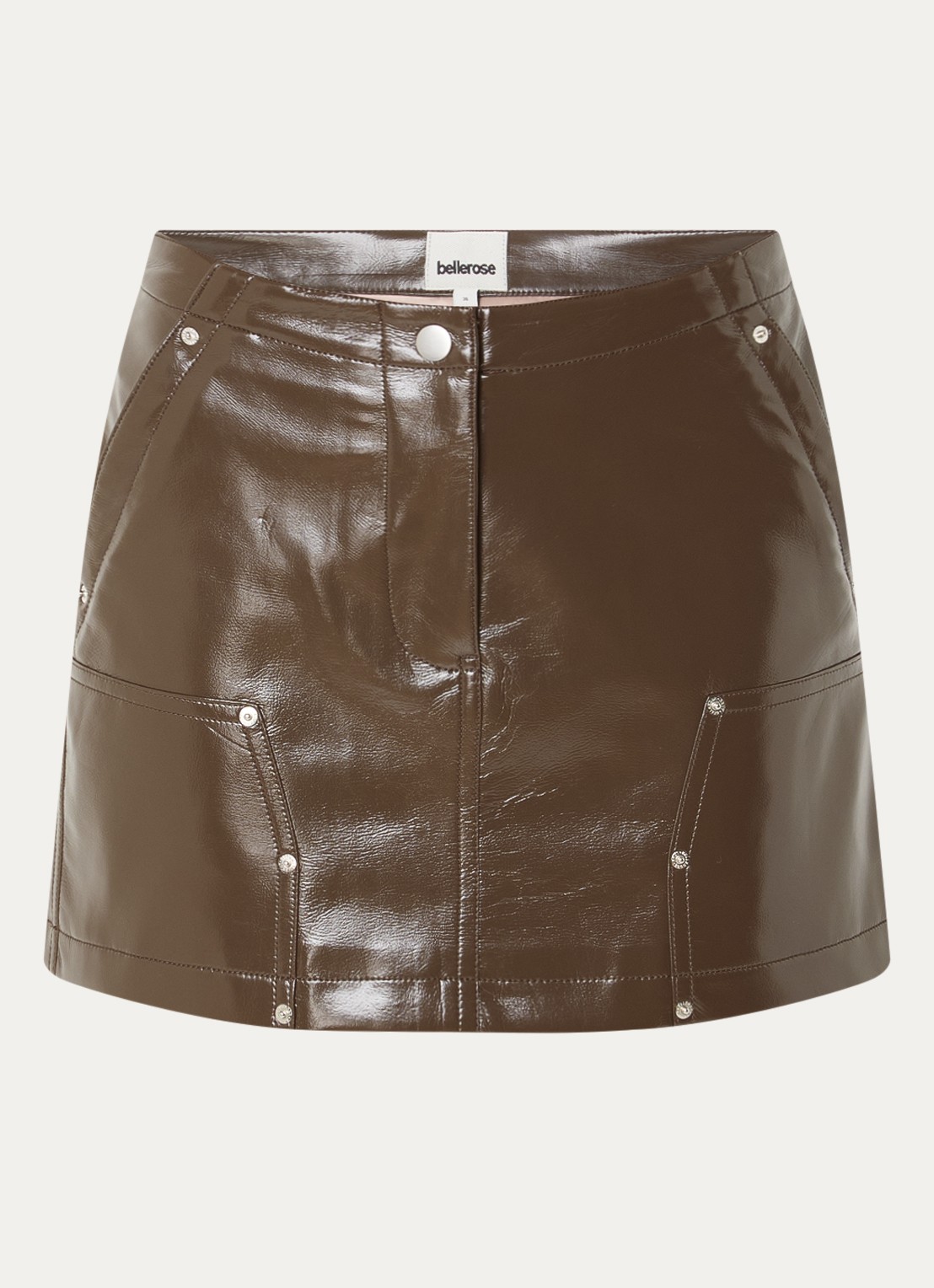 Bellerose Jeezy mini rok van imitatieleer - voorkant 2 bruin