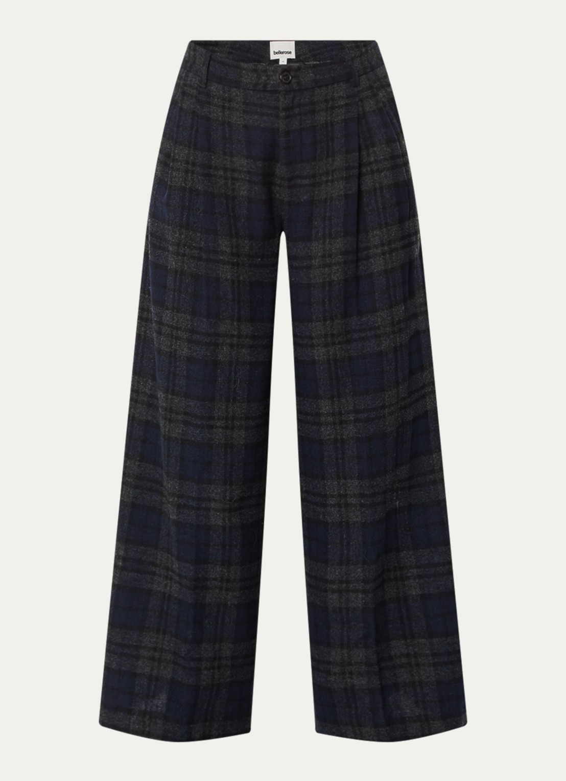 Bellerose Jenoa high waist wide fit broek in wolblend - voorkant donkerblauw