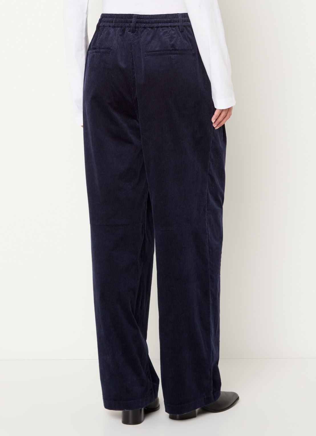Bellerose Jil high waist wide fit broek met steekzakken - achterkant donkerblauw
