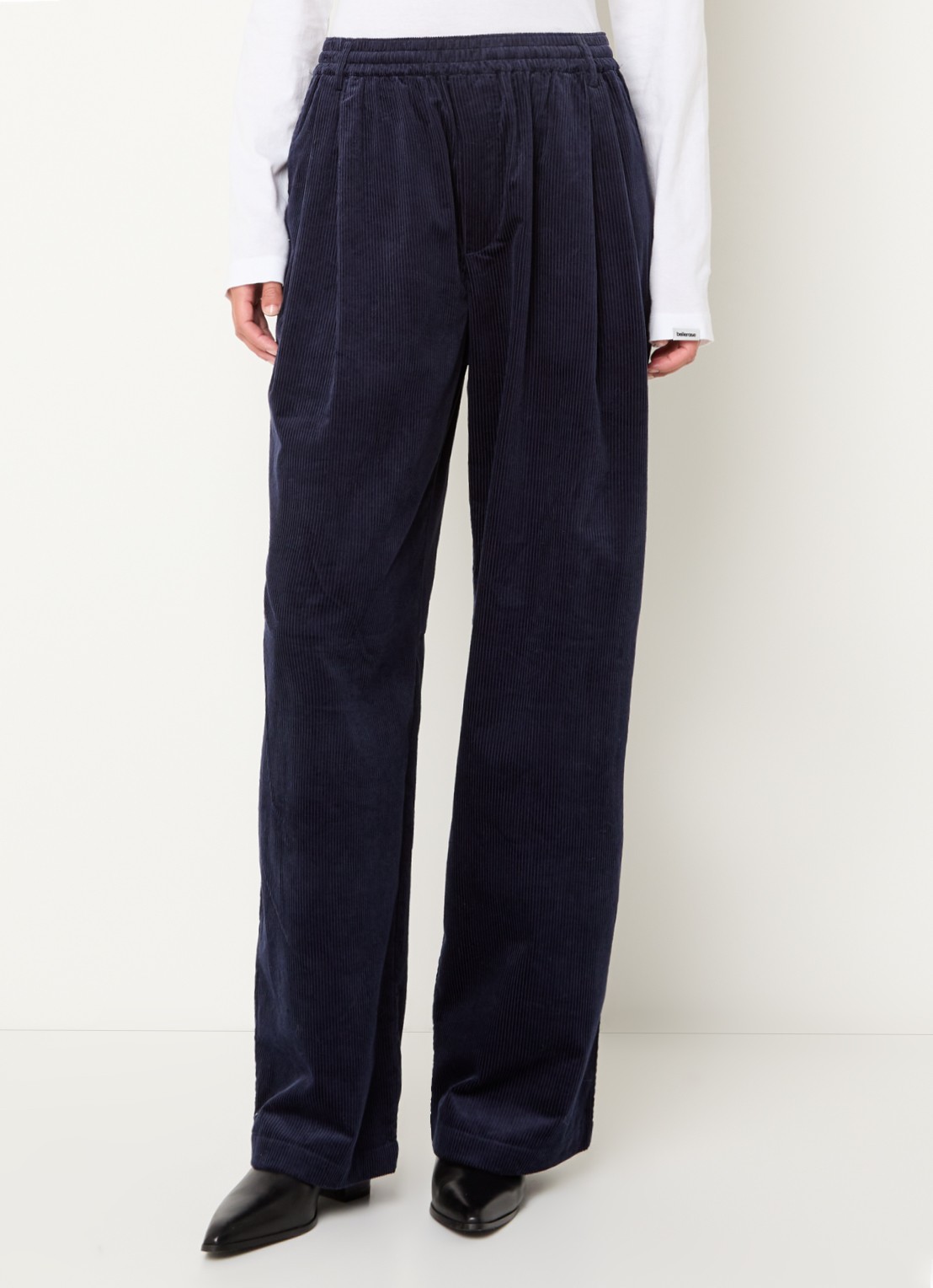 Bellerose Jil high waist wide fit broek met steekzakken - detail 4 donkerblauw