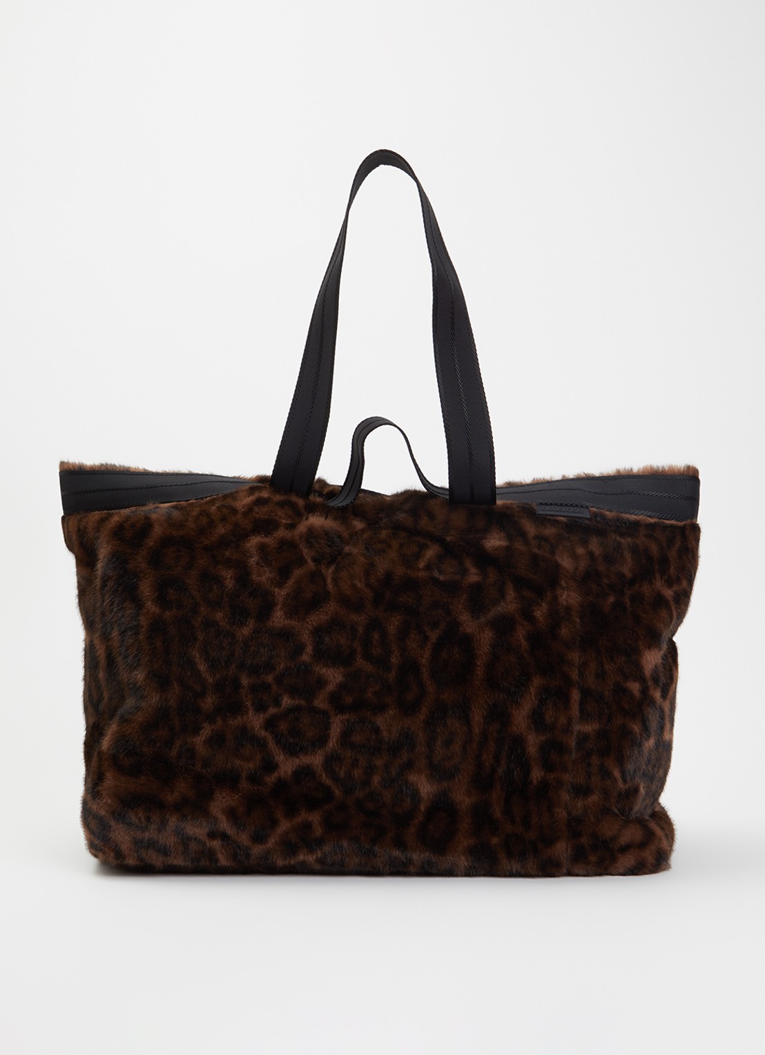 Bellerose Jommie shopper van imitatiebont met panterprint  - voorkant 5 donkerbruin