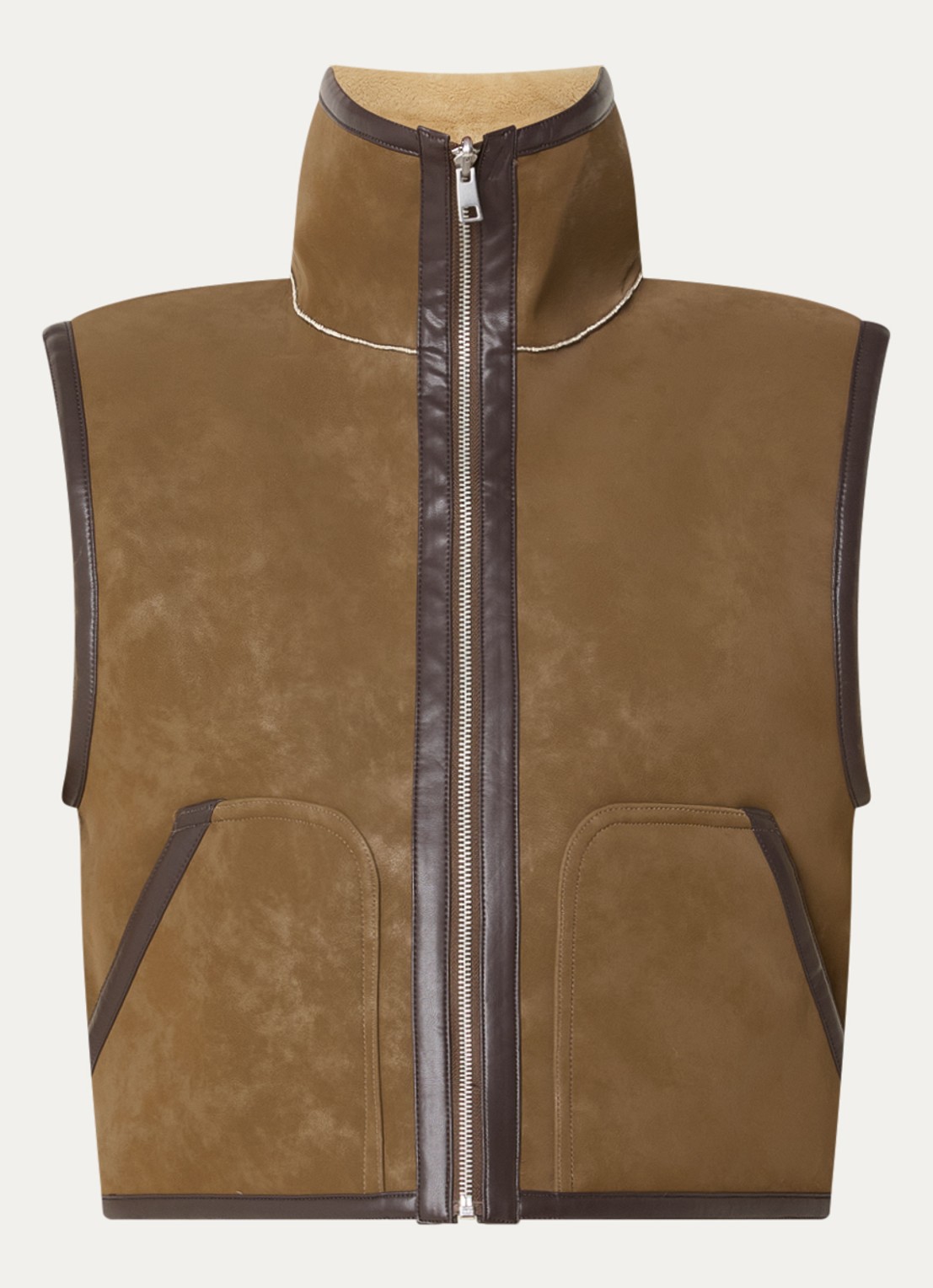 Bellerose Jonson reversible bodywarmer met steekzakken - voorkant 2 bruin