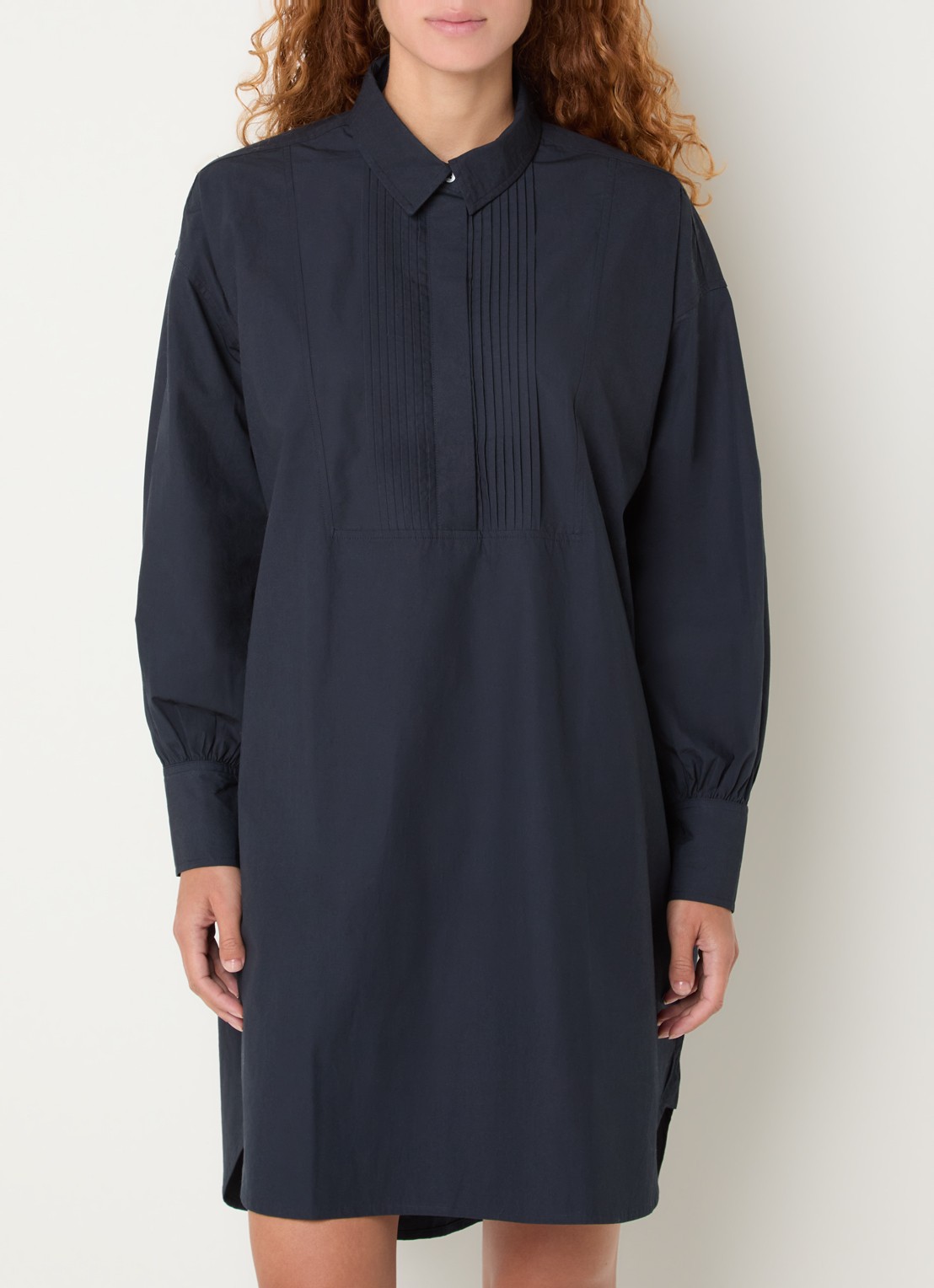 Bellerose Kaat mini tuniekjurk met kraag - detail donkerblauw