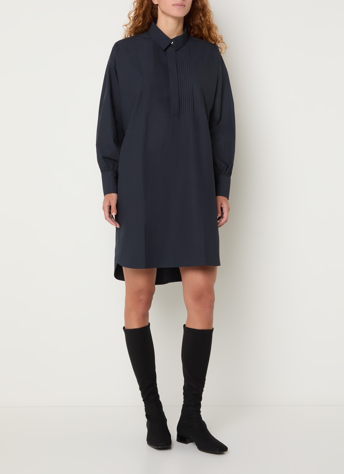 Bellerose Kaat mini tuniekjurk met kraag - voorkant 4 donkerblauw