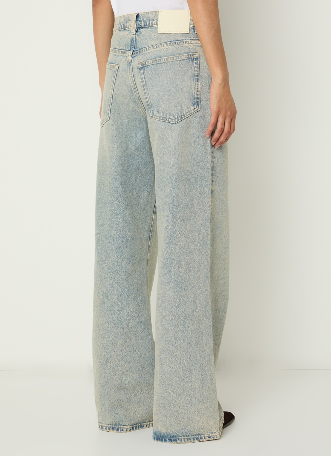 Bellerose Kansas high waist wide leg jeans met verwassen afwerking - achterkant 2 indigo