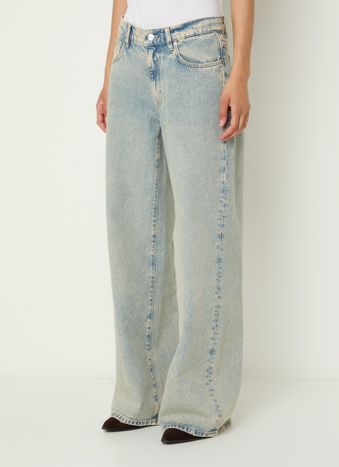Bellerose Kansas high waist wide leg jeans met verwassen afwerking - detail 3 indigo