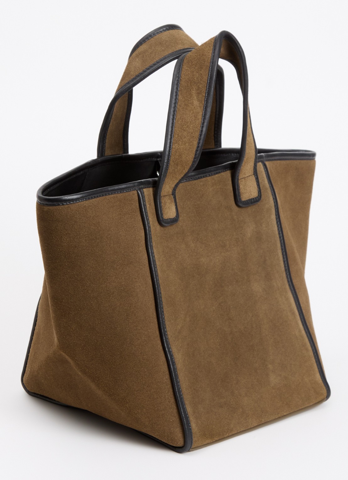 Bellerose Kub handtas van suède met details van leer - achterkant khaki