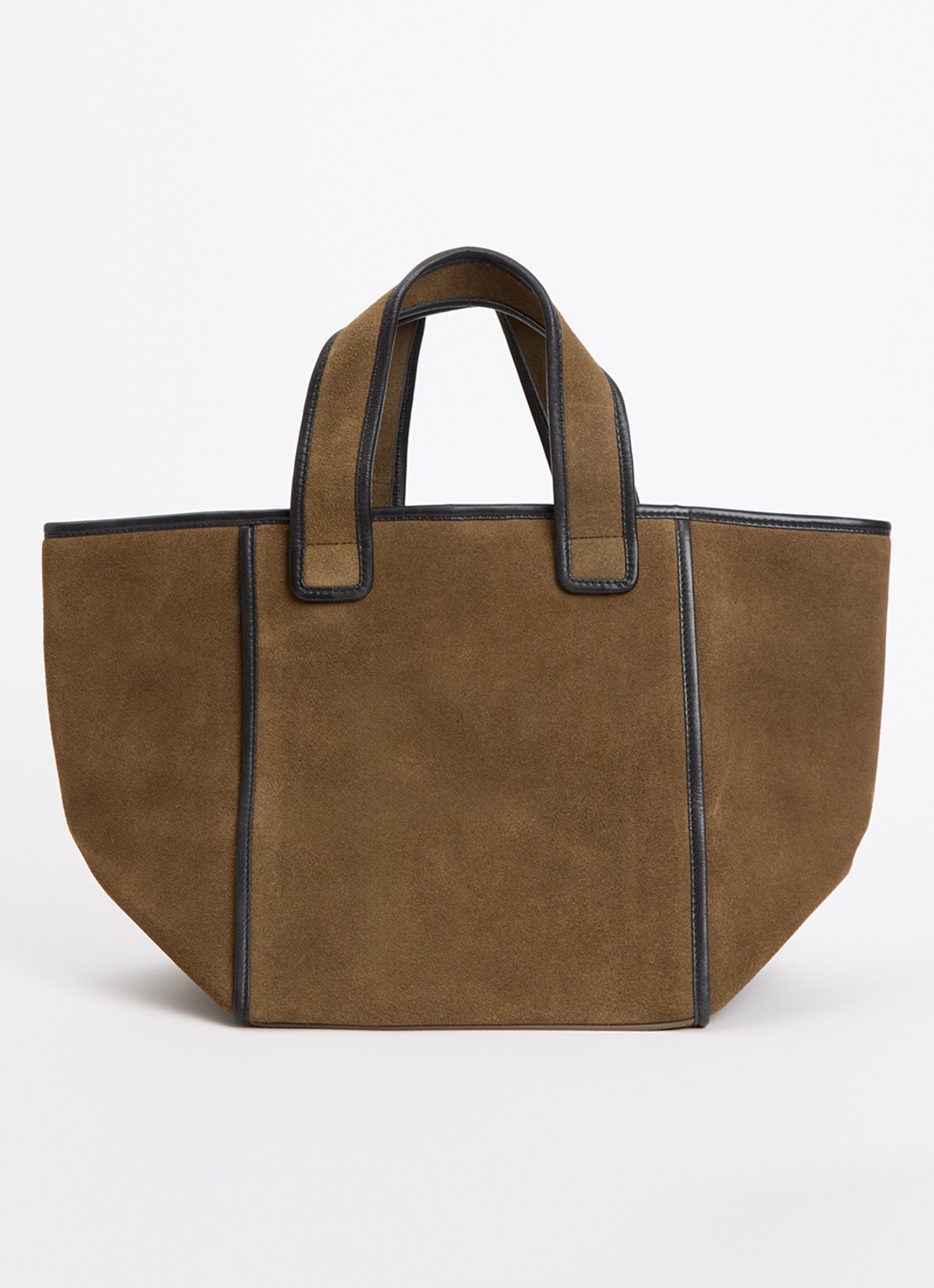 Bellerose Kub handtas van suède met details van leer - voorkant 2 khaki