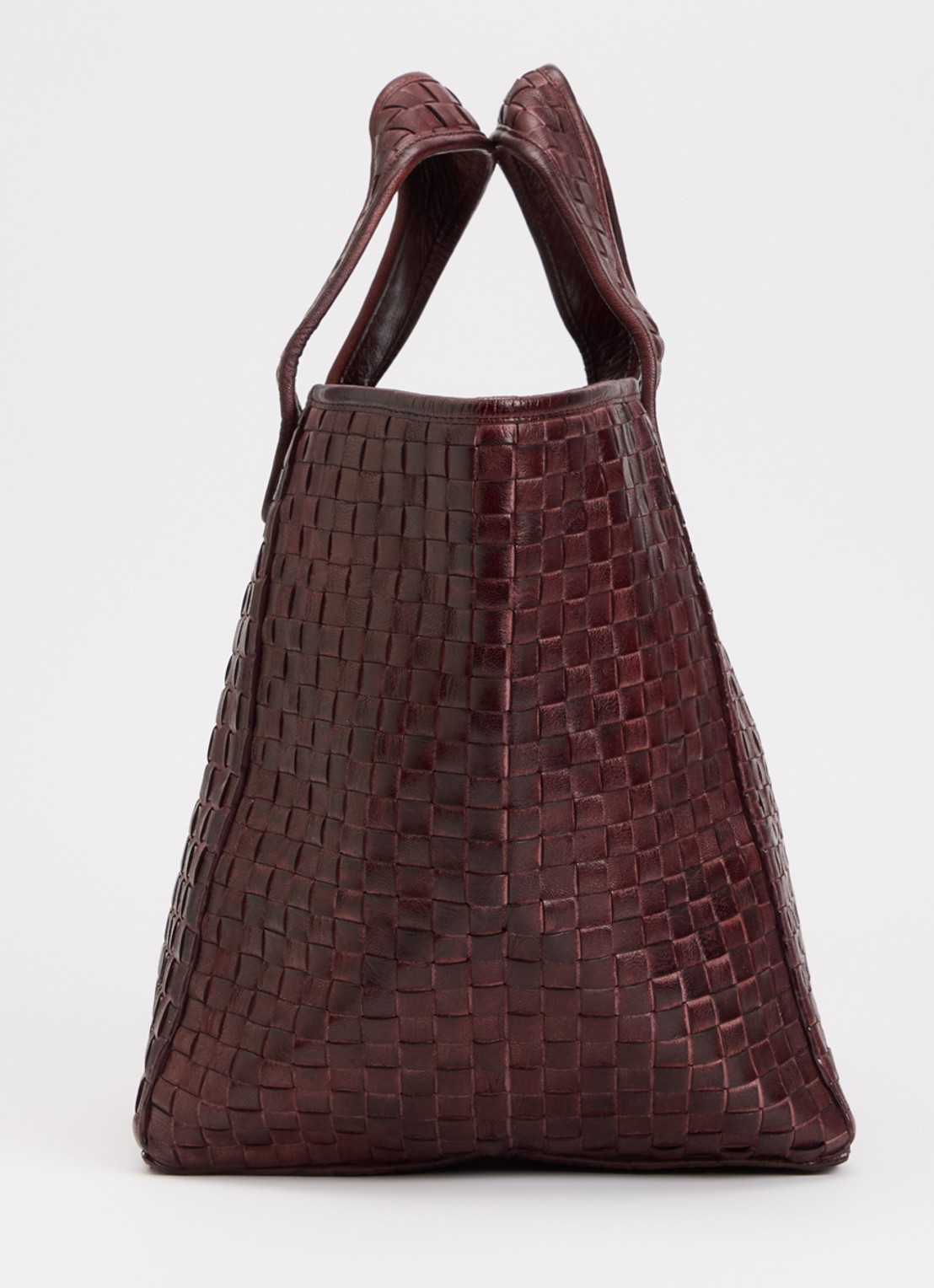 Bellerose Kub shopper van leer met gevlochten detail  - detail 4 roodbruin