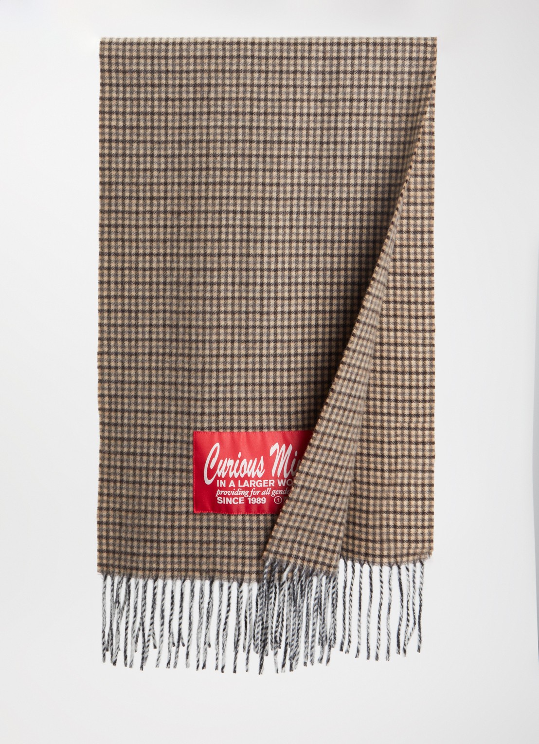 Bellerose Milan sjaal van wol met pied-de-poule design 32 x 120 cm  - detail 2 bruin