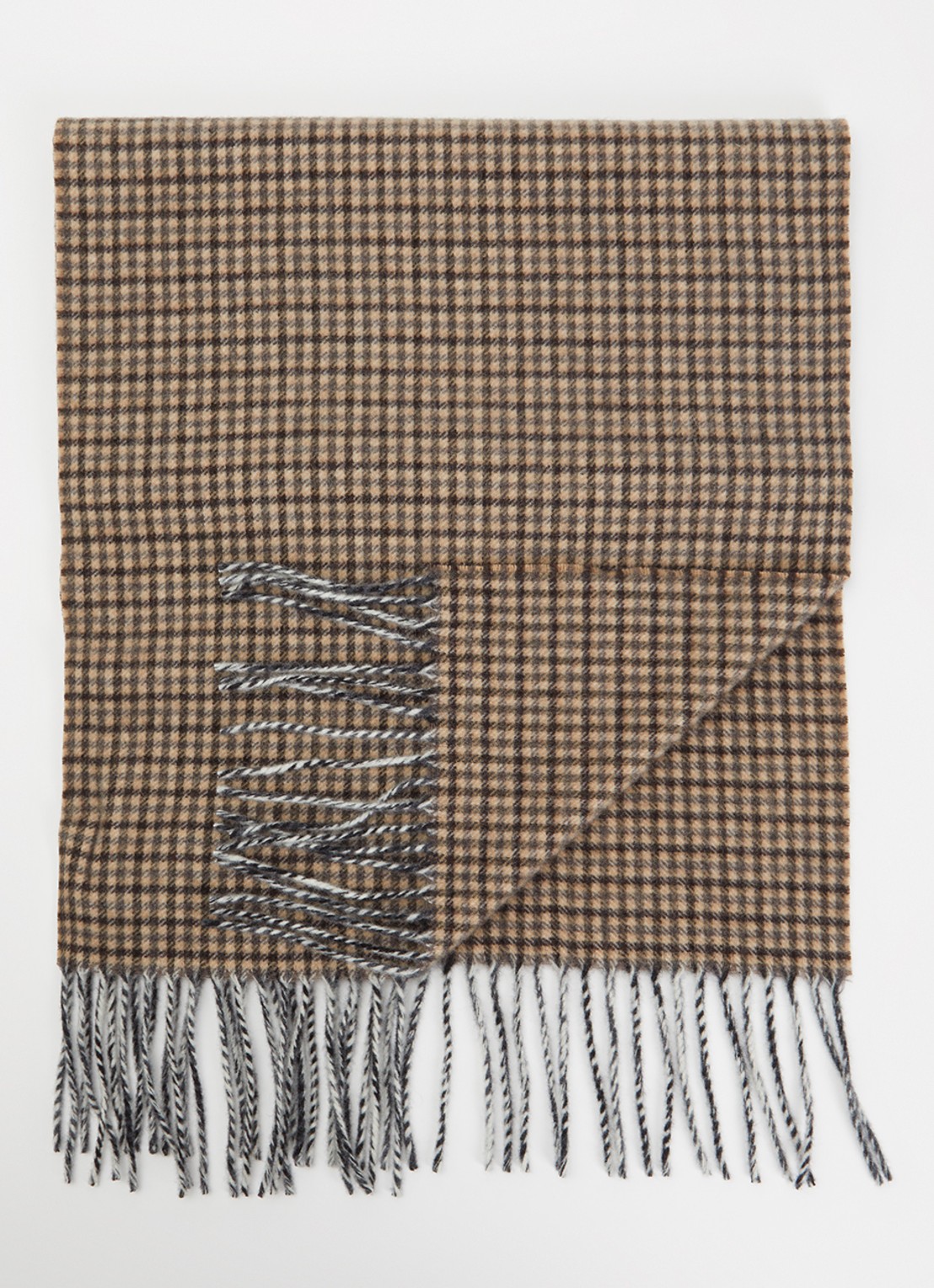 Bellerose Milan sjaal van wol met pied-de-poule design 32 x 120 cm  - voorkant bruin