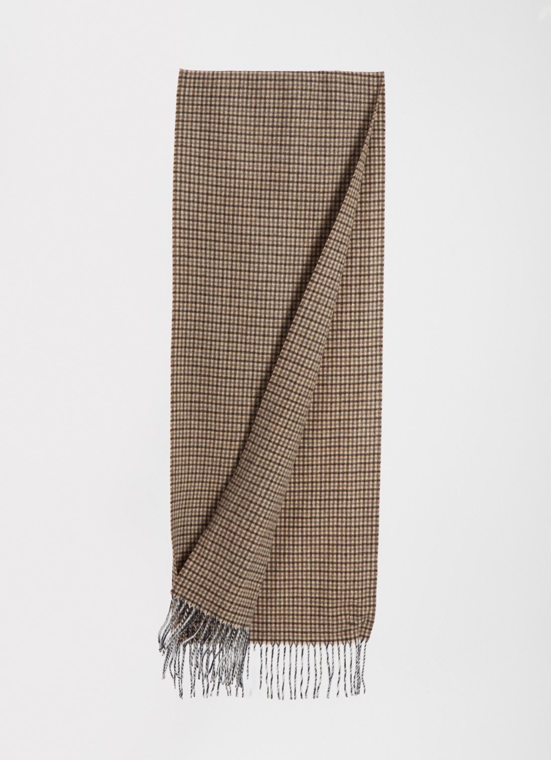 Bellerose Mutch sjaal van scheerwol met ruitdessin 120 x 35 cm - detail 2 lichtbruin