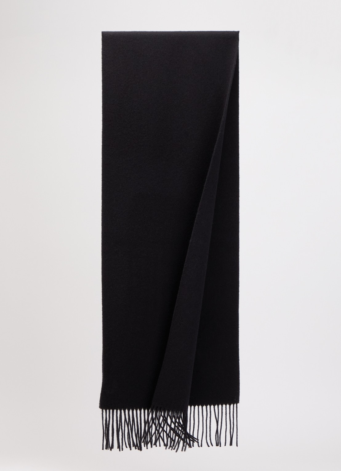 Bellerose Mutch sjaal van wol met franjes 200 x 35 cm - detail 2 zwart