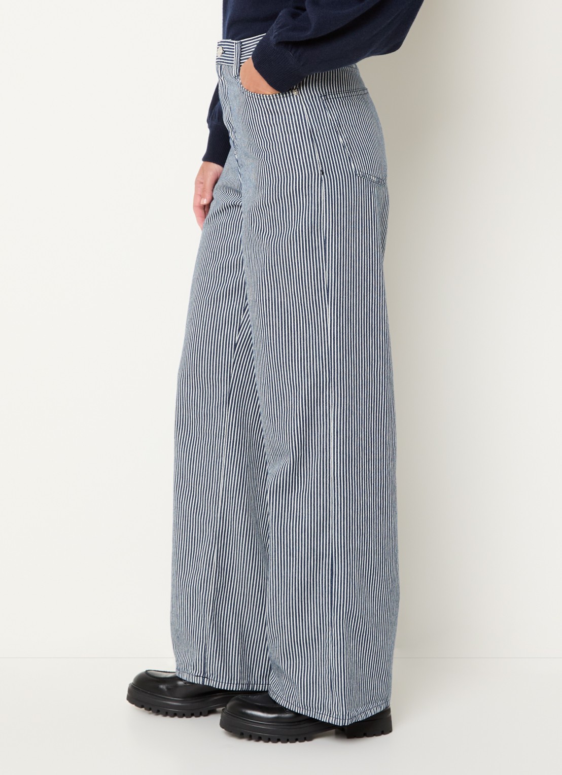 Bellerose Parthe high waist wide fit jeans met gekleurde wassing - detail 2 donkerblauw