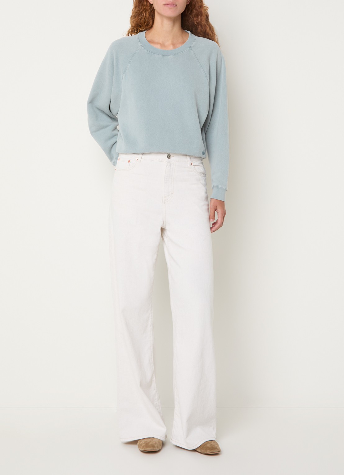 Bellerose Parthe high waist wide fit jeans met gekleurde wassing - voorkant 3 gebroken wit