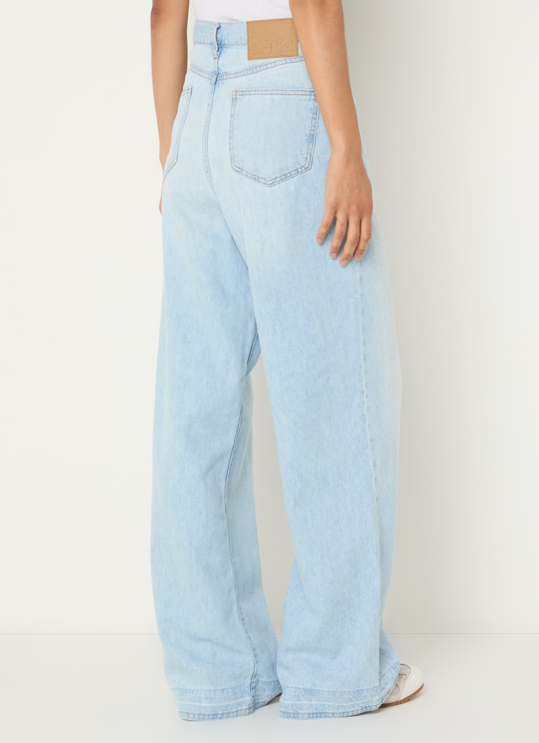 Bellerose Parthe high waist wide leg jeans met lichte wassing - achterkant 3 indigo